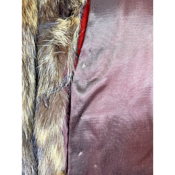 Vintage Luxury Multicolored Tortoise Brown Genuine Rabbit Fur Boho Vest Women's - Picture 7 of 8